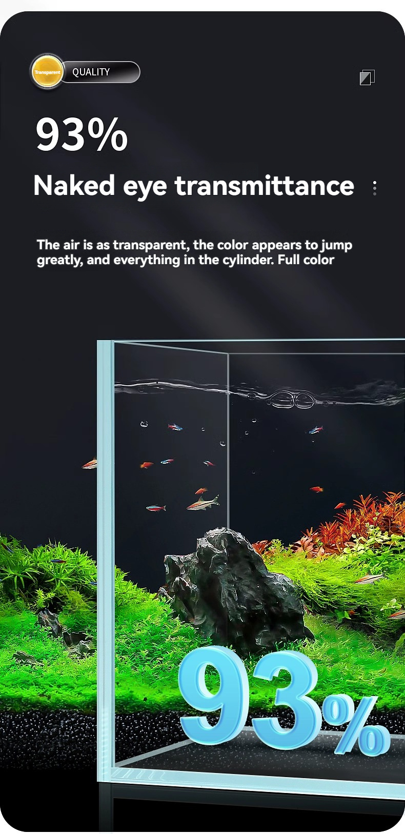 Ultra White Glass Fish Tank - Small Auditorium Ecological Tank for Fish, Hydroponic Plants, and Turtles