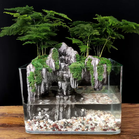 Complete Ecological Micro Landscape Fish Tank - Flowing Water Desktop Decoration (Plants Not Included)